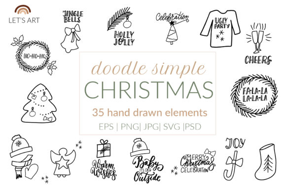 Christmas Doodle Svg, Xmas Clipart Svg