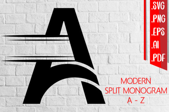 Modern Split Monogram a-Z Graphics for Crafts