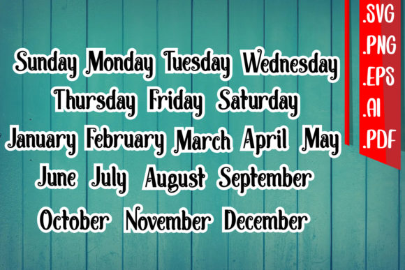 Planner Sticker - Day and Month Svg Eps