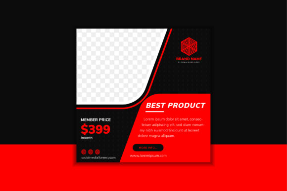 Red Black Square Banner Product Media