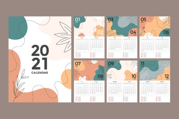 Wall Calendar 2021 Design Graphic for Creative Crafters